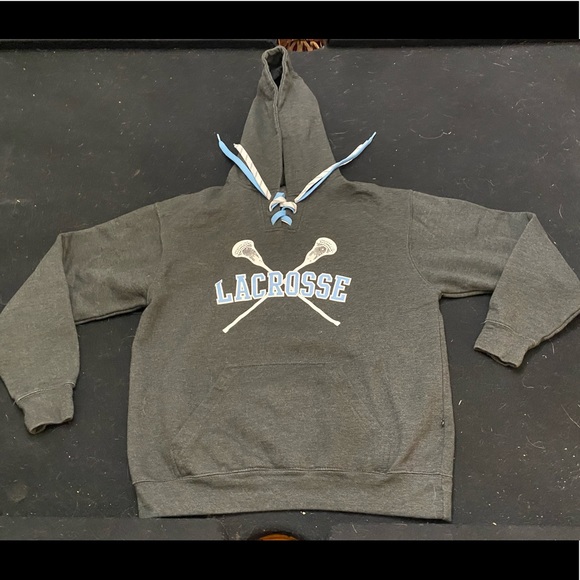 Sweaters - Charcoal lacrosse laced hoodie Sz Small